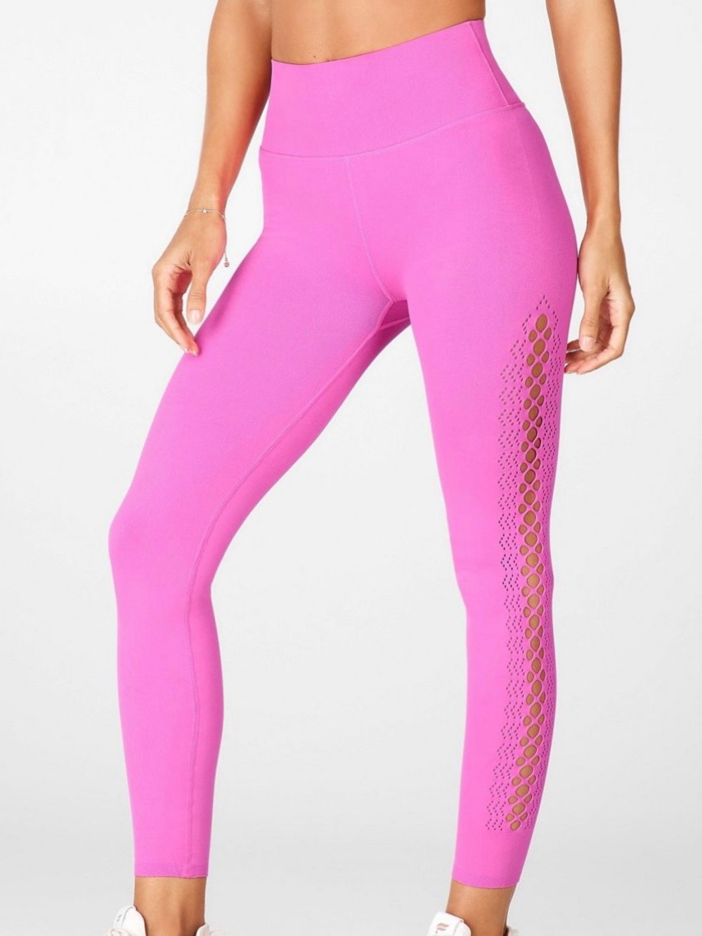 Fabletics NWOT Dark Pink Surf color Laser-Cut High-Waist Leggings!